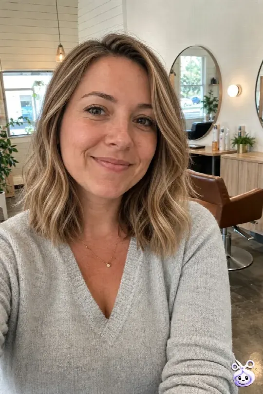 Carré court texturé avec balayage caramel — avant